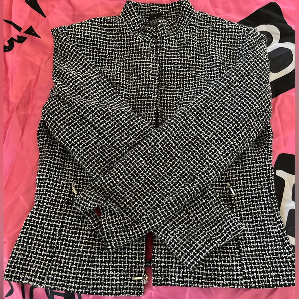 George’s Women Black and white jacket w/ red interior
